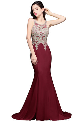

Sexy Sheer Back Beaded Lace Mermaid Prom Dress 2018 Long Cheap White Evening Gown