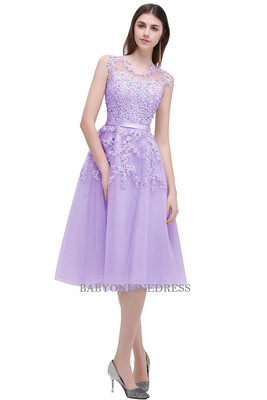 

New Short Evening Dresses Applique Beads Sheer Back Party Formal Evening Gown Dresses