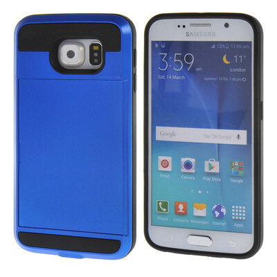 

MOONCASE ЧЕХОЛ ДЛЯ Samsung Galaxy S6 Soft Silicone Gel TPU Skin With Card Holder Protective Dark Blue