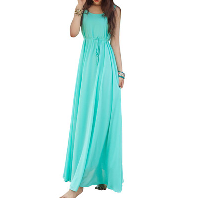 

CT&HF Women Sexy Fashionable Dress Women Temperament Sweet Contracted Sleeveless Dresses Korea Pure Color Chiffon Dress