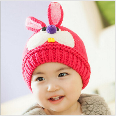 

Buebos Ninos Autumn & Winter Children's Hat 3D Rabbit Shape Baby Kids Girl Boy Wool Knitted Beanie Hat