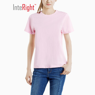 

INTERIGHT short-sleeved T-shirt female summer new round neck wild basic cotton T-shirt white