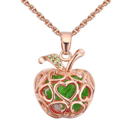 

Apple Pendant Necklaces For Women Austria Crystal Vintage Fashion Jewelry Accessories High Quality Ladies Gift 27888