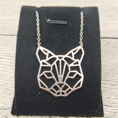 

New Origami Cat Necklace Trendy Style Origami Cat Pendant Necklace Women Fashion Origami Cat Jewellery