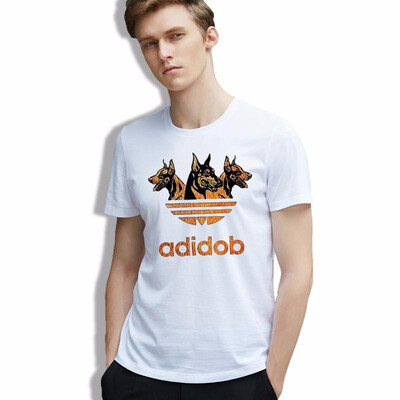 

cotton men T-shirt Adidob Cool Drawing Print Dogs tees geek Funny Animals White Casual Tshirt