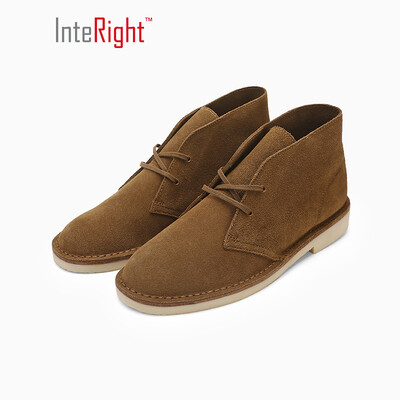 

INTERIGHT Mens Desert Gentleman Fashion Casual Suede Leather Tube British Martin Boots Brown 41