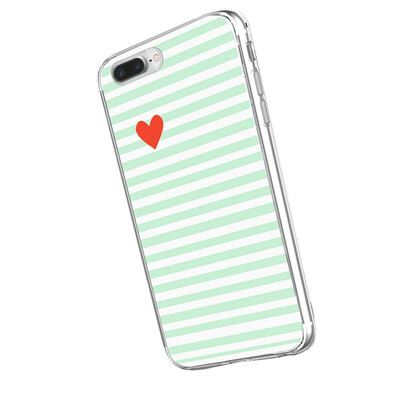 

Simple heart-shaped&striped pattern ultra slim soft pink blue white case cover for Iphone 5SSE6S6 Plus77 Plus88 PlusX