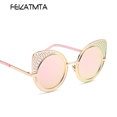 

FEIZATMTA Cat глаз солнцезащитные очки женщин Rhinestone сексуальные солнцезащитные очки Роскошные горячие продажи сплава Frame UV400 очки леди Oculos