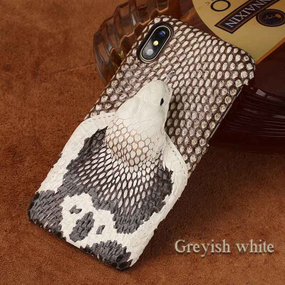 

Genuine Leather Phone Case For iPhone 8 Case Snake Head Rear cover Half-wrapped For For iPhone 6 6S 7 Plus X Back Cover