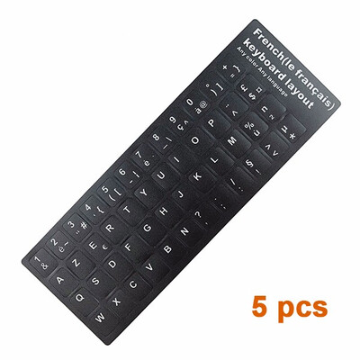 

5 pcs Pack Keyboard Stickers Russian French English Arabic Spanish Portuguese Letter Alphabet Layout Sticker for Laptop Desktop