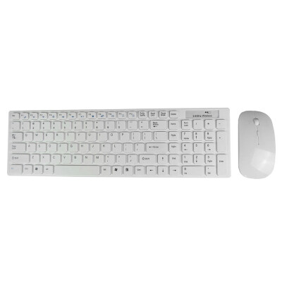 

Multimedia 2.4G Wireless Keyboard With Optical Mouse USB Dongle Combo Set White