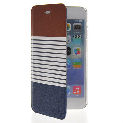 

MOONCASE Stripe Design Leather Side Flip Wallet Card Slot Pouch Stand Back чехол для Apple iPhone 6 Plus Sapphire