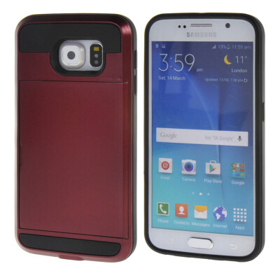 

MOONCASE Case for Samsung Galaxy S6 Soft Silicone Gel TPU Skin With Card Holder Protective Case Cover Red