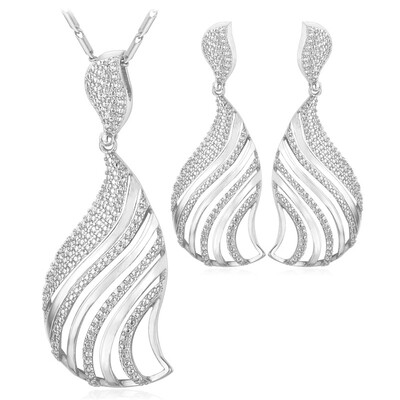 

серьги, колье из платины, поставленных серебристый цвет прощальный подарок оптовой винтаж полых украшения устанавливает для женщин