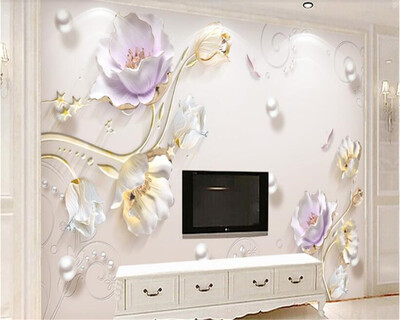 

Jewelry Embossed Stereo Simple Fashion Tulip Background Wall Decorative Painting wallpaper