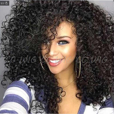 

QianBaiHui Short Curly Wigs for Black Women Synthetic Afro Curly Wig Black Natural Color Heat Resistant Fiber Wig with Wig Cap