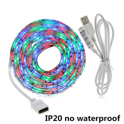 

5V USB LED Strip 5050 RGB 50cm 1m 2m TV Background Lighting Adhesive Tape IP20 IP65 waterproof 30LEDsm With 3Key Controller