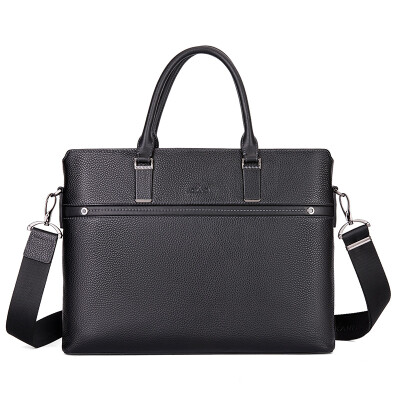 

Aokang mens briefcase simple handbag shopping mall with the first layer of leather computer bag 881281011 black