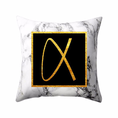 

Modern Pillowcases 4545 Gold Alphabet Word Letter White Marble Pattern Pillow Case Super Soft Throw Sofa Bed Cushion Cover Protec
