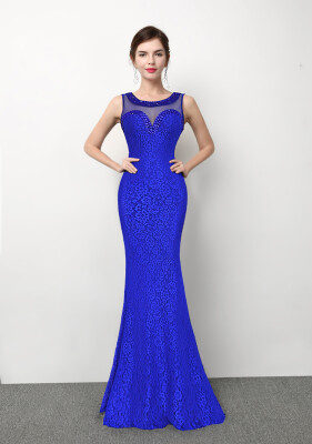 

Lace Beaded Mermaid Long Evening Dress