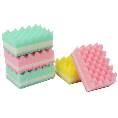 

Cntomlv 10pcs Wave Style Cleaning Sponge Kitchen Double Sided Microfiber Magic Sponge Eraser Household Wipe Wash Dishes Sponge