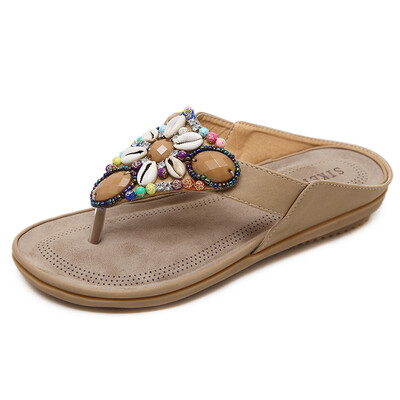 

2018 strong zinc shoes industry new national cool tuo Bohemian beaded large size sandals beach shoeswool