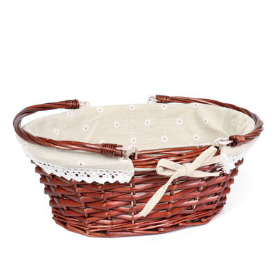

MEIEM Easter Basket Gift Basket Oval Willow Basket with Double Drop Down Handles Cheap Wicker Woven Picnic Basket Natural