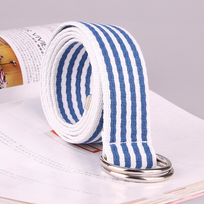 

Womens Fashion Double Ring Buckle Cowboy Simple Canvas Belt Mens Belt