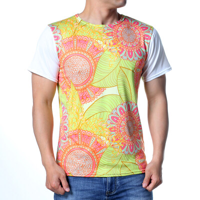 

Mens Fashion O-Neck Pullover Colorful Print T-Shirts