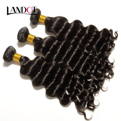 

10A Unprocessed Peruvian Virgin Human Hair Weaves 4 Bundles Loose Deep Wave Curly Natural Black Can Bleach 613 Color 2 Years Life