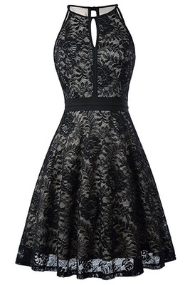 

New Womens Halter Floral Lace Cocktail Party Dress