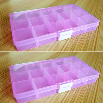 

New Plastic 15 Slots Adjustable Jewelry Storage Box Case Craft Organizer