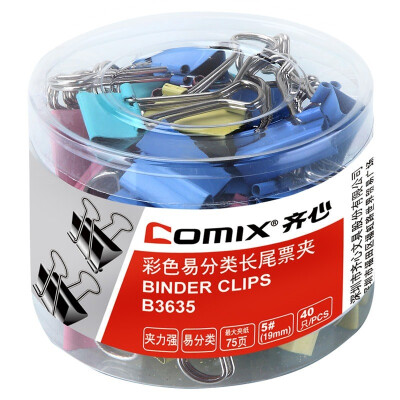

COMIX) 40 loaded 19mm color long tail clip / ticket folder / swallows clip / iron clip office stationery B3635