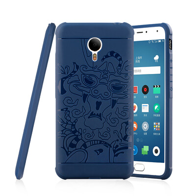 

Goowiiz Phone Case For Meizu MeiLan EE2X Carved Dragon Thin Matte soft Silicone Prevent falling