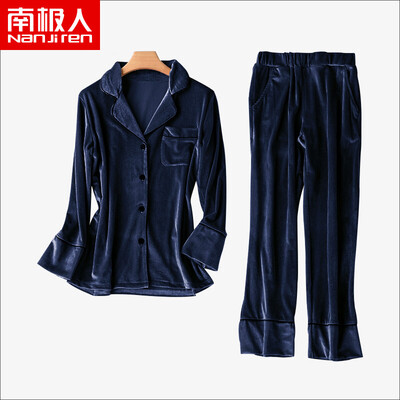 

Antarctic Nanjiren pajamas female spring two-piece sexy Korean female pajamas fresh students velvet female long-sleeved autumn&winter pajamas brown red M