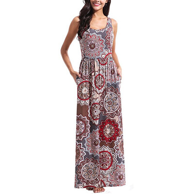 

Try Everything Women Summer Dress 2018 Tank Print Women Long Dress Elegant Pocket Casual Dress Plus Size Women Clothing