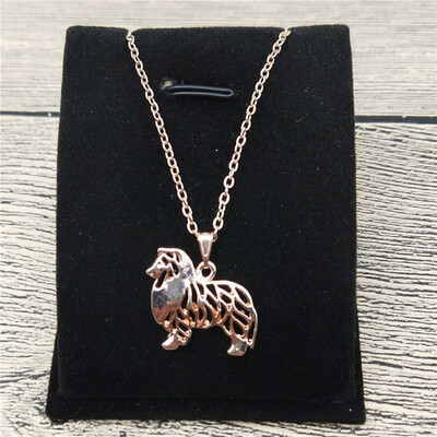 

New Standing Rough Collie Necklace Trendy Shetland Sheepdog Pendant Necklace Women Fashion Pet Jewellery Animal Dog Jewellery