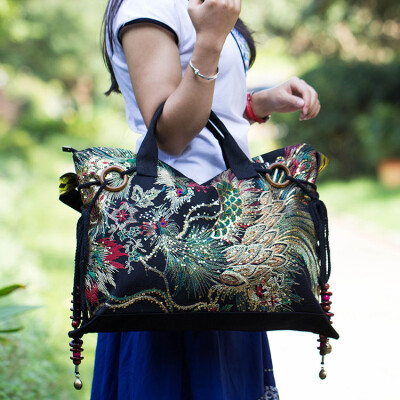 

New national chinese style canvas women ethnic embroidery bag vintage women messenger bags tote bags Hmong embroidered bags