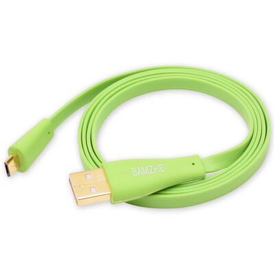 

Shanze SAMZHE QSU-701 gold-plated ultra-thin flat Micro USB data charging cable Samsung HTC&other mobile phone cable 1 m green