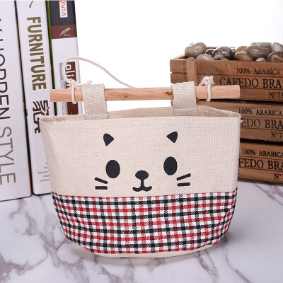 

Shoujie cute cat multi-layer fabric wardrobe hanging bag storage bag cotton wall hanging hanging wall storage bag JD-SN-62 red black grid