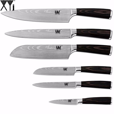 

Color Wood Handle Kitchen Knives 35" 5" 5" 7" 8" 8" Handmade 7Cr17 Stainless Steel Knife 6 Pcs Set XYj Brand Best Cooking Tool