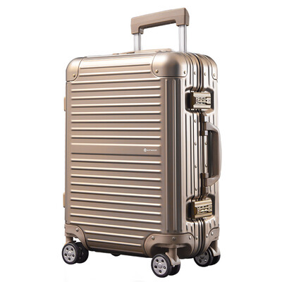 

Kangwo CONWOOD suitcase 28 inch gold aluminum magnesium alloy universal wheel trolley case for men&women aluminum frame consignment suitcase CTA001