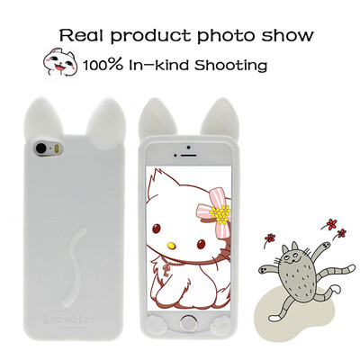 

Cute Lovely Cartoon Cat Ear Soft Silicone Phone Case Skin Cover for iPhone 5/5s