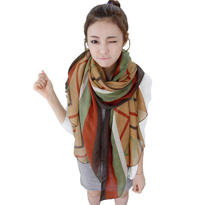 

Jingdong Supermarket Meng Si Ke MSEK WWJ142288 Ms scarf Korean version of the Bali yarn scarf air conditioning shawl striped camel