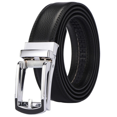 

XHtang Mens Belt Genuine Leather Automatic Buckle belt For Waistband Ratchet Strap Black Leather Belt Designer Belt For Jeans Gift