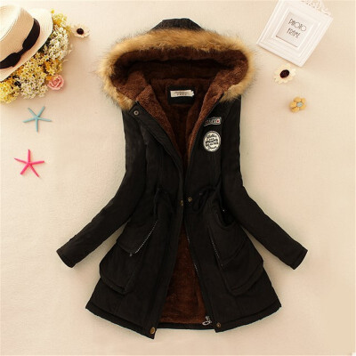

Winter Coat Women 2018 New Parka Casual Outwear Solid Hooded Thickening Cotton Coat Winter Jacket Fur Coat Women Clothes