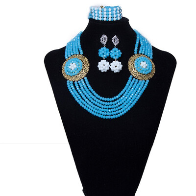 

New Style Yellow 6 Row Bridal Crystal Beads Necklace Bracelet Earring Set Nigerian Women African Wedding Beads Jewelry Set
