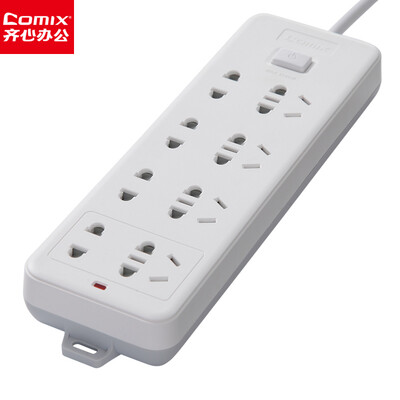 

Coix Comix 8 large hole pitch total control 5 meters new national standard switch socket plug power strip wiring board row plug tow board PC-8251