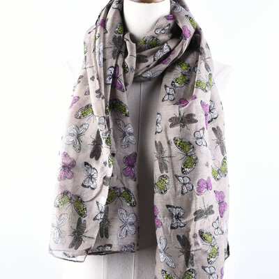 

Guttavalli Nice Women Soft Butterfly Shawl Summer Chevron Printing Animals Long Scarf Viscose Stripes Geometric Skinny Wraps