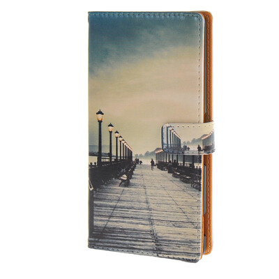 

MOONCASE Sony Xperia M4 Case Street View Style Leather Flip Card Wallet Slot Bracket Back Case Cover A 02